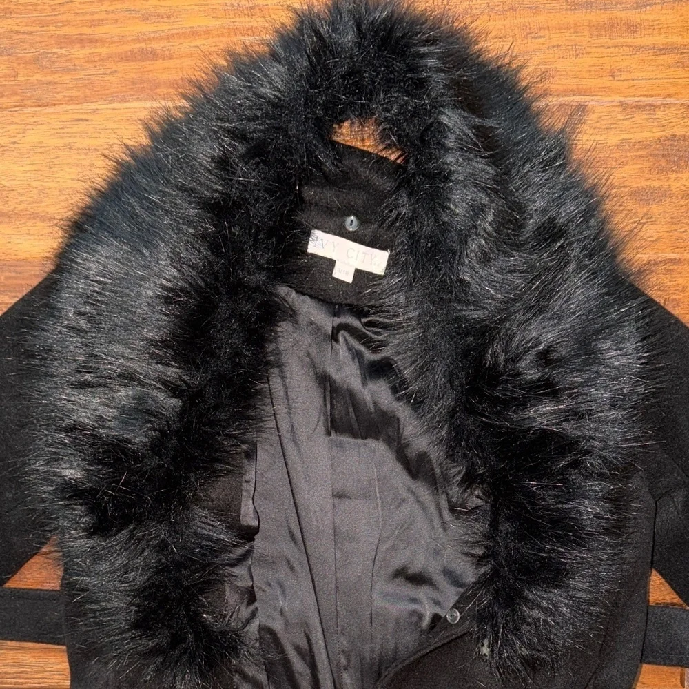 Ivy City Co Kids Mini Sloane Black Trench Peacoat with Belt, size 9/10